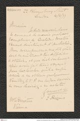 Nachlass Franz Steindachner, Brief von E. Higgins an Franz Steindachner (04.04.1877), Inv.Nr. 222.01, Seite 1